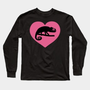 Pink Cute Chameleon Heart for Chameleon Lovers Long Sleeve T-Shirt